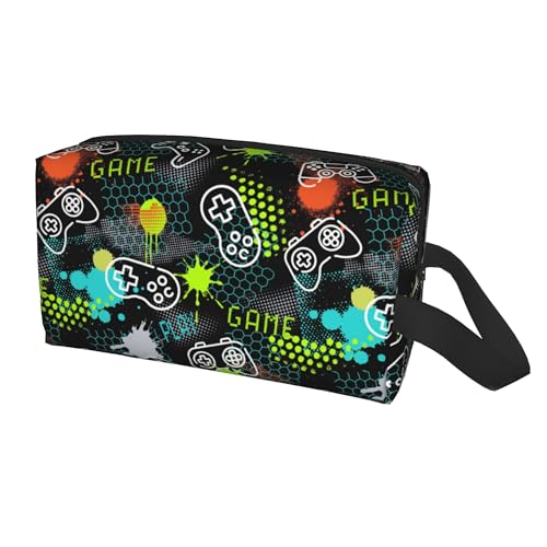 Kids Travel Toiletry Bag for Boys Girls - Waterproof Makeup Pouch Hanging Cosmetic Wash Bags Dopp Kit Shaving Bag for Toiletries Accessories(Game Video) - color: Game Video