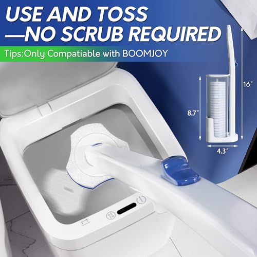 BOOMJOY Only Compatible BOOMJOY Disposable Toilet Brush, 24PCS Toilet Brush Refills, Replacement Heads for Toilet Brush