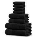 Tens Towels Pack of 8 Towels Set, 2 Extra Large Bath, 2 Hand, 4 Washcloths, 100% Cotton, Lighter Weight, Quicker to Dry, Super Absorbent, Perfect for Bathroom, Black - color: Black