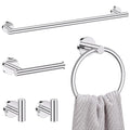 Lairuier 5 Pieces Polished Chrome Bathroom Accessories Set, SUS304 Stainless Steel 24 Inch Bath Towel Bar Set, Round Toilet Paper Holder Set Wall Mounted - color: Polished Chrome, size: 5-Piece Standard Set