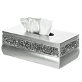 Crackled Glass Silver Tissue Box Cover Rectangular - Decorative Bling Tissue Box Holder With Beautiful Mosaic Glass - Elegant Tissue Holder For Bathroom With Durable Bottom Slider (Silver Collection) - style: Tissue Box Cover