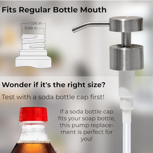Soap Dispenser Pump | Stainless Steel Replacement | Durable, Rustproof | for Glass & Plastic Bottles with 28mm 28/400 Thread - 2 Pack (Brushed Silver) - color: Brushed Silver