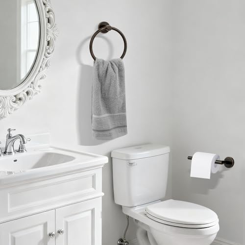 Oil Rubbed Bronze Toilet Paper Holder, Stainless Steel Towel Ring, Double Post Pivoting Toilet Paper Holder and Hand Towel Holder for Bathroom, Bathroom Hardware Accessories Set Brushed Bronze - color: Oil Rubbed Bronze