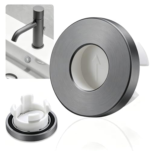 Basin Sink Overflow Ring Metal Sink Trim Overflow Cover Hole Insert Cap for Bathroom Kitchen Ceramic Sinks (Gray) - color: Gray