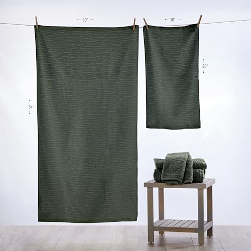SKL Home CloudSoft 100% Cotton Luxury 6-Piece Towel Set, 600 GSM, Ultra Plush & Absorbent - 2 Bath Towels, 2 Hand Towels, 2 Washcloths, Green Pine - color: Green Pine, style: 6-Piece Towel Set