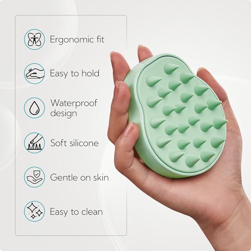 HEETA Scalp Massager 2 Pack for Hair Growth, Soft Silicone Bristles to Remove Dandruff and Relieve Itching, Scalp Scrubber for Hair Care, Shampoo Brush for Wet Dry, Pink & Green - color: 01- New Pink & Green