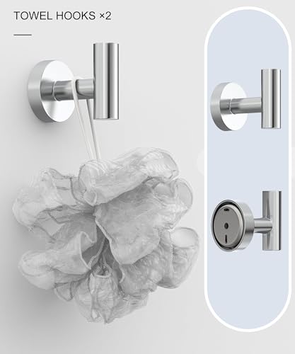5 Pcs Chrome Bathroom Hardware Accessories Set, HOMEMYSTIQUE SUS304 Stainless Steel Towel Rack and Toilet Paper Holder Set, 26 Inch Towel Bar Set Wall Mounted - color: Chrome, size: 5 Pieces
