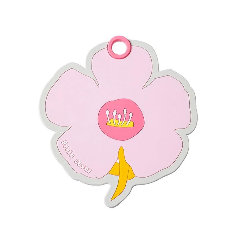 Pink Flower-Shaped Silicone Bathtub Drain Cover 1pc - color: Pink