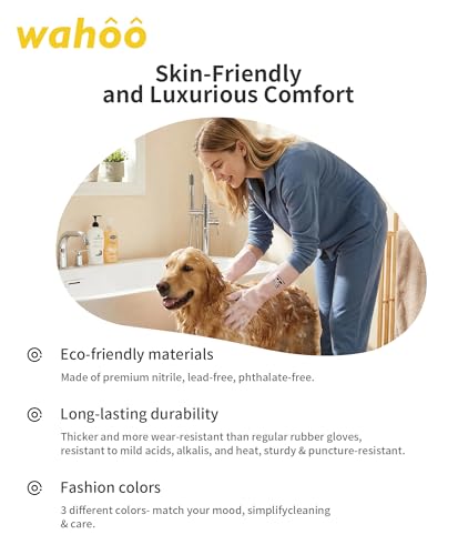 LANON 3 Pairs wahoo Nitrile Cleaning Gloves, Latex free Reusable Dishwashing Gloves for Kitchen, Bathroom, Gardening, Pet Care,Heavy-Duty, Durable, Non-Slip,12 Mil,Colorful Small - color: Mix (Pack of 3), size: Small (Pack of 3)