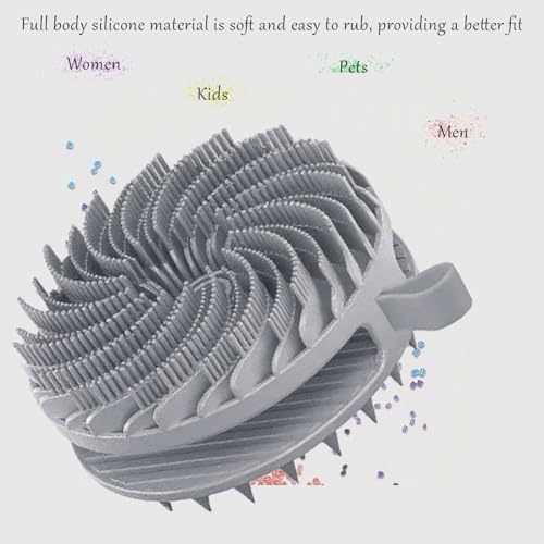 Douji Double-Sided Silicone Body Scrubber Shower Bath Brush, Handheld Cleansing Skin Brush for Sensitive Kids Women Men All Kinds of Skin（Grey） - size: Grey