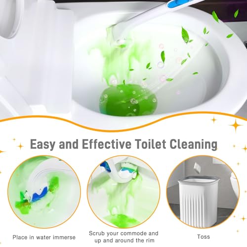 Toilet Cleaner Refill Pads 48 Refills Citrus Scent Toilet Scrubber Refill Enhanced Odor Control Clean Stains Disposable Brush Refill for Bathroom
