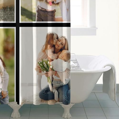 Personalized Shower Curtain Set Custom Photo Shower Curtains Modern Minimalist Home Bathroom Curtain Decor with 12 Hooks 72 Inch Wide * 72 Inch High - color: 4 Photo, size: 72"W x 72"L (Pack of 1)