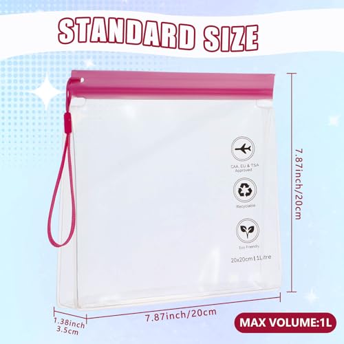 Reusable Quart Size TSA-Approved Toiletry Bag with Gusseted Bottom, Clear Makeup Cosmetic Bag Organizer, 4-Pack of 16 mil Quart Size Travel Bag for Toiletries, Carry-on Travel Accessories Essentials - color: Pink