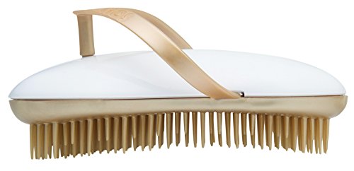 B105 (4.25”) French Made No-Slip Flip Flop Shampoo & Detangler Hair Brush - Best Anti-Static Detangling Brush for Knots & Tangles, Scalp Massage, and Styling (Gold White) - color: Gold White