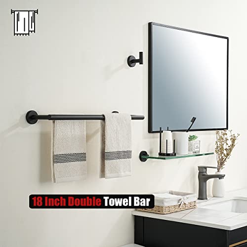 JQK Black Double Towel Bar, 20.5 Inch 304 Stainless Steel Thicken 0.8mm Towel Rack Bathroom, Towel Holder Matte Black Wall Mount, Useable Length 18 Inch 2 Pack, TB100L18-PB-P2 - color: Matte Black, size: 20.5 Inch (2 Pack)