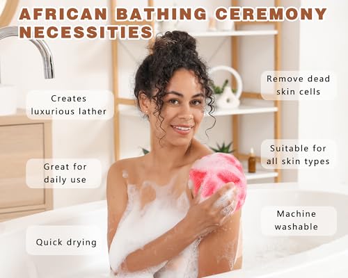 2 Pack African Net Sponge Exfoliating Body Scrubber Bath Sponge for Daily Use (Pink + Deep Purple) - color: Pink + Deep Purple