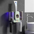 Toothbrush Holders for Bathrooms, Wekity Automatic Toothpaste Dispenser Space Saving Toothbrush and Toothpaste Holder，Toothbrush Holder Wall Mounted with 2 Cups for Bathroom (Green)… - color: Green