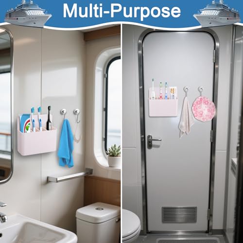 Palksky Magnetic Toothbrush Holder for Cruise Essentials 2025, Tooth Brush Organizer with 2 Magnetic Hooks for Alaska/Caribbean Cruise Must Have - color: 1 Pcak Magnetic Toothbrush Holder