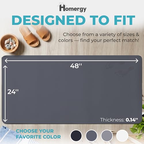 Homergy Bath Mat for Bathroom Non Slip, Quick Dry, 24x48 in, Dark Grey | Ultra absorbent, machine washable, mildew resistant shower mat with rubber backing for tub, poolside and outdoor showers - color: Dark Gray, size: 24" x 48"