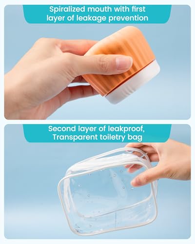 Mrsdry Travel Containers for Toiletries 4 Pack, TSA Approved Travel Size Toiletries, Travel Size Containers, With Clear Bag Leak Proof Silicone Jars, Travel Essentials Creams Jars Carrying Small Items - color: Ocean Sunset, size: 3 oz