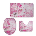 Cherry Blossom 3 Piece Bathroom Rug Set Bathroom Rug Sets 3 Piece with Toilet Cover Bathroom Rug Set with Toilet Cover Bathroom Rug and Toilet Seat Cover Set Toilet Seat Cover Set for Home - color: Cherry Blossom