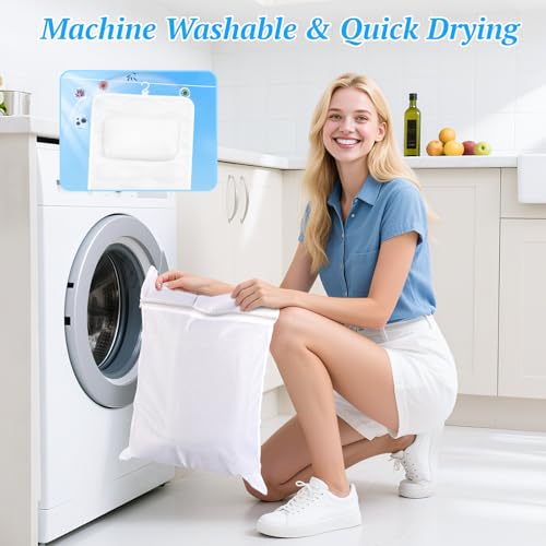 TranquilRelax Bath Pillow for Tub with Laundry Bag & 17 Non-Slip Suction Cups, Extra Thick and Soft Bathtub Pillow for Head, Neck & Shoulder Support, 56" x 16" White - color: White