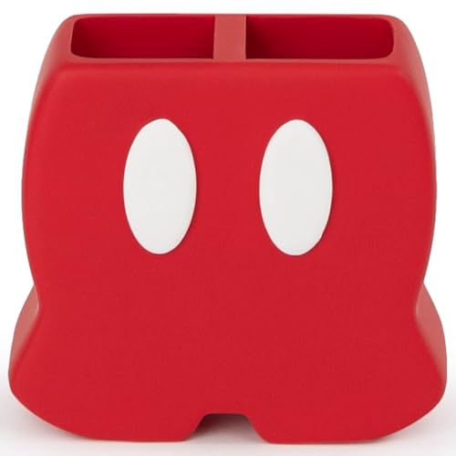 Jay Franco Disney Mickey Mouse Toothbrush Holder, Sturdy Resin Organizer | Kids Bathroom Storage for Pens and Makeup Brushes, Red Matte Finish, Desk and Counter Caddy (Officially Licensed) - color: Red - Mickey Mouse