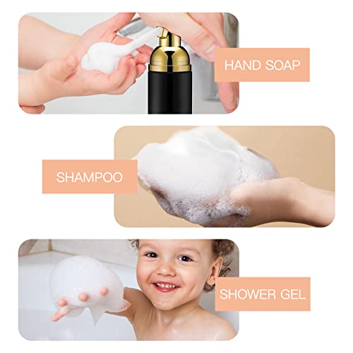 Travel Foam Pump Bottle - 2oz Small Size Foaming Hand Soap Dispenser - Mini Portable Mousse Lash Shampoo Kit Container for Hair - Empty Leak Proof Plastic Gold &Black,White,Pink Foamer 3Pack - color: Gold Bwp