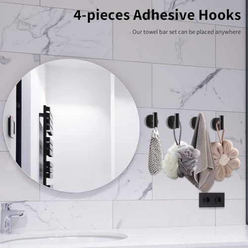 Newfun 10-Pieces Bathroom Hardware Set, Includes 24 Inch Towel Racks for Bathroom Wall Mounted, Toilet Paper Holder, Towel Hooks for Bathrooms, Towel Rings for Bathroom Wall (Matte Black) - color: Matte Black-ring