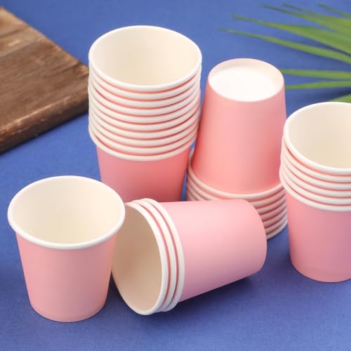 3 oz Small Paper Cups, 50 Pack Bathroom Cups Mouthwash Cups Pink | 3 oz Bathroom Espresso Cups, Disposable Paper Cups for Snack Espresso Campers Home Condos - color: Pink, size: 50 Count