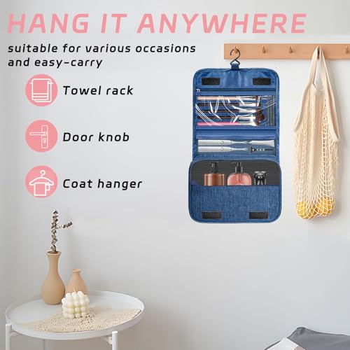Toiletry Bag Travel Bag with Hanging Hook, Waterproof Capacity Hanging Multifunctional Makeup Bag for Toiletries, Portable Cosmetic Bag Travel Organizer for Women and Men(Navy Blue) - color: B2-Navy Blue