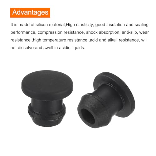 MECCANIXITY Silicone Snap in Locking Hole Plugs,Rubber Panel Seal Cover Flush Type Panel Round for Kitchen Rubber Bulkheads Waterproof Sealing Plugs 6mm/0.2 Inch Diameter Black,Pack of 10 - size: 6mm