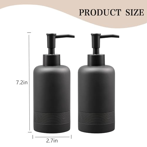YMXYJM 2pcs/Set Hand Soap Dispenser Sets - 10.8oz Refillable Resin Liquid Soap Dispensers with Rust-Proof Pump for Bathroom Countertop or Kitchen, Classic Black - color: Black