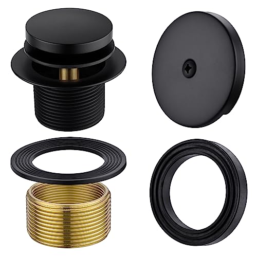 Brass Tip-Toe Tub Drain Kit, Matte Black Tub Drain and Overflow Kit with Single Hole - color: Black, style: 1-hole