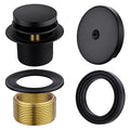 Brass Tip-Toe Tub Drain Kit, Matte Black Tub Drain and Overflow Kit with Single Hole - color: Black, style: 1-hole