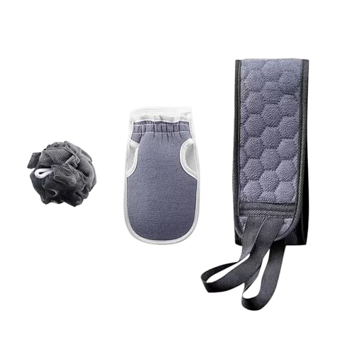 3 PCS Exfoliating Back Scrubber Strap Double Sided Bath Sponges Washer for Shower Deep Clean Towel Long Shower Towel,Grey - color: Grey