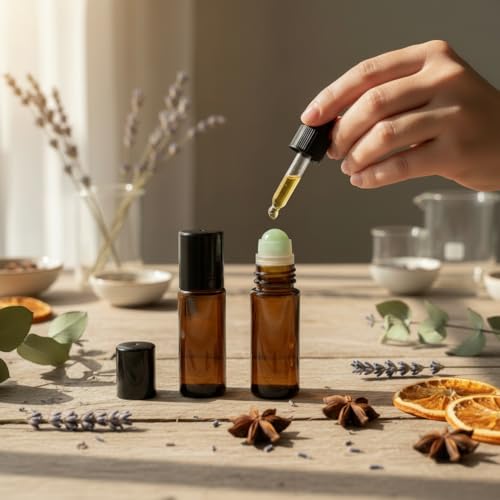 2PCS 50ml Amber Glass Roller Bottles, Green | Crystal Roller Ball, Reusable Essential Oil Perfume Deodorant Maker, Non-Plastic Roller Applicator, Aromatherapy - color: Green