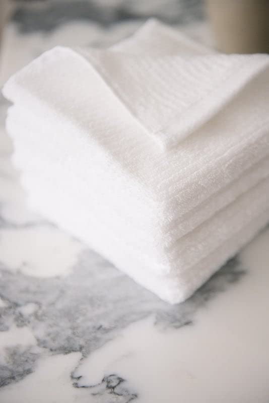 Cozy Earth Ribbed Washcloth Set - 60% Cotton 40% Viscose from Bamboo Bathroom Washcloths - Soft & Absorbent Textured Ribbed Pattern - 4 Pack White - color: White, size: Washcloth