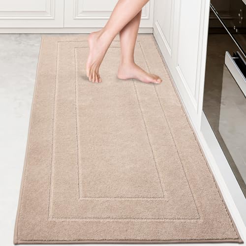 PURRUGS Machine Washable Kitchen Runner Rug 32" x 70", Non-Slip/Skid Hallway Runner Rug, Super Absorbent Soft Area Rug for Kitchen, Hallway & Laundry, Rolled Packaging, Beige - color: Beige, size: 32" X 70"