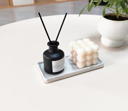 6.4" Porcelain Small Bathroom Narrow Mini Tray - Gray | Tiny Ceramic Countertop & Little Vanity Tray for Cosmetics, Perfume, Jewelry, Candle - Kitchen Oil & Vinegar Tray, Soap Tray - color: Gray, size: 6.4" x 3" x 0.5"