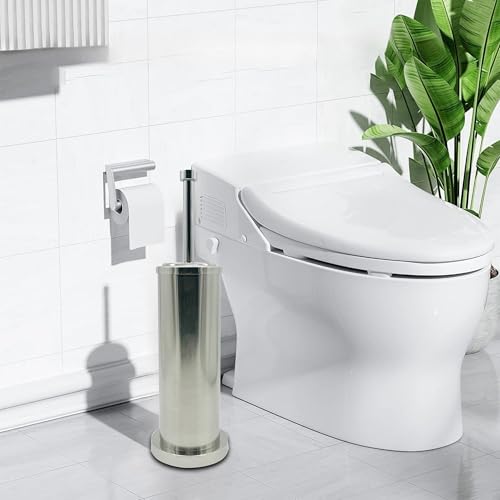 Silver Chrome Toilet Bowl Brush with Holder with Removable Plastic Liner, Durable Bathroom Cleaning Tool, Bathroom Cleaner Brush for Efficient Cleaning and Hygiene - color: Chrome(mbb4803)