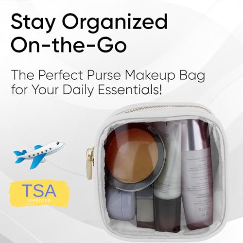Mini Clear Cosmetic Pouch for Travel & Purse by DANCOUR - color: White, style: Mini