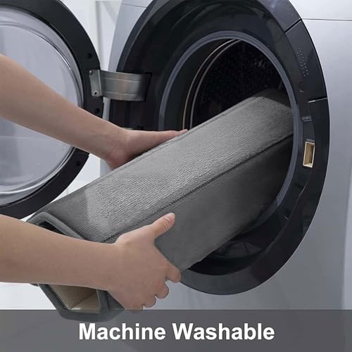 Buganda Memory Foam Bath Mat, 44" x 17", Ultra Soft Bathroom Rugs, Water Absorbent and Machine Washable Bath Rug for Bathroom, Shower, and Tub, Grey - color: Grey, size: 44" X 17"