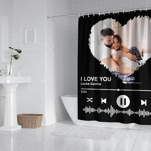 Personalized Shower Curtain Set Custom Photo Shower Curtains Modern Minimalist Home Bathroom Curtain Decor with 12 Hooks 72 Inch Wide * 84 Inch High - color: 1 Photo-3, size: 72"W x 84"L (Pack of 1)