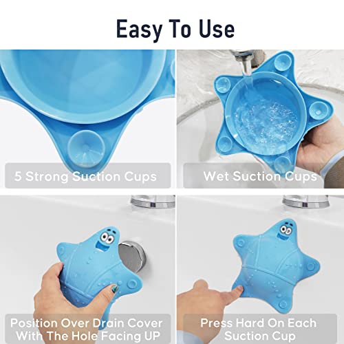 Bathtub Overflow Drain Cover, Bath Accessories, Soak Bath Overflow Drain Cover, Silicone Bath Tub Drain Plug with 5 Suction Cups, Adds Inches of Water for Deeper Bath, Tub Overflow Drain Stopper(Blue) - color: Blue