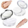 Tokusatsu 2-Pack Refillable Loose Powder Container with Puff & Mirror - 0.17 oz Travel Portable Empty Makeup Compact with Mesh for Women Girls, Silver Iridescent Silver - color: Silver Iridescent Silver
