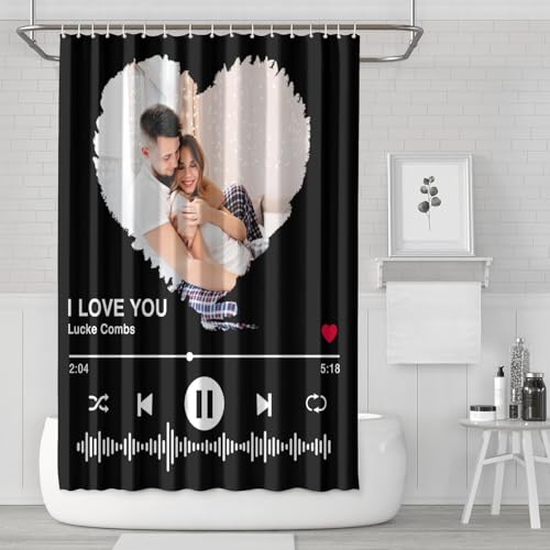 Personalized Shower Curtain Set Custom Photo Shower Curtains Modern Minimalist Home Bathroom Curtain Decor with 12 Hooks 72 Inch Wide * 72 Inch High - color: 1 Photo-3, size: 72"W x 72"L (Pack of 1)