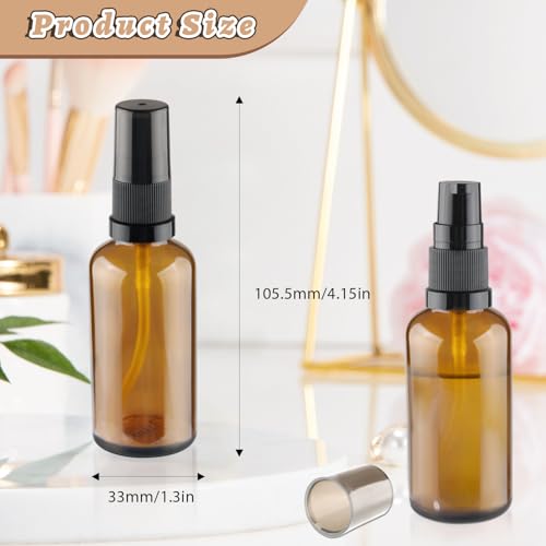 12 Pcs Amber Glass Pump Bottle Refillable Lotion Foundation Container Cosmetic Dispenser with Press Pump for Essence Lotion Travel - 30ml/1oz - size: 30 ml