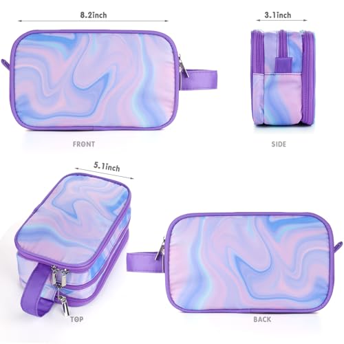 Purple Toiletry Bag for Girls, Travel Toiletry Bag for Teen Girls Cosmetic Bag Makeup Bag Waterproof Hanging Wash Bag Kids Toiletries - color: Fluids-Purple