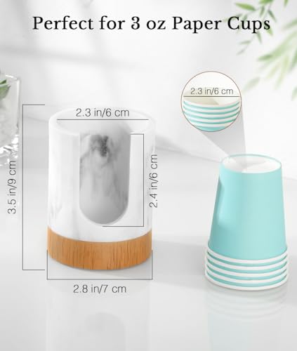 Luxspire Bathroom Cup Dispenser, 3oz Dixie Cup Dispenser, Marble Resin Dixie Cup Holder, Disposable Paper Cup Holder for Bathroom, Cotton Pad Holder, Guest Bathroom Essentials, Marble White - color: Gravel White, size: 3oz